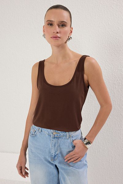 Trendyol Collection Barna normál/normál szabású kötött alsóing TWOSS25AL00043