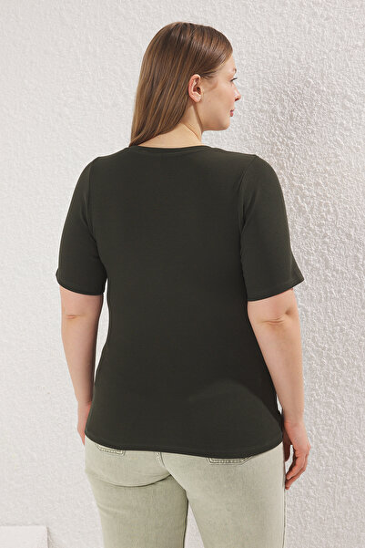 Trendyol Curve Plus Size Anthracite Bodycon Knitted Blouse - Tbbss25Af00104