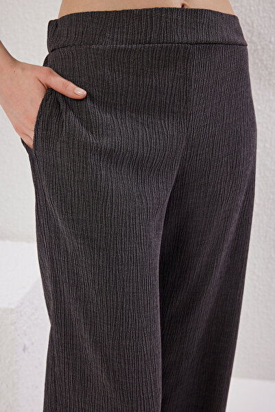 Trendyol Collection Anthracite Wide Leg Double Breasted Closure Knitted Suit - Twoss25Au00005