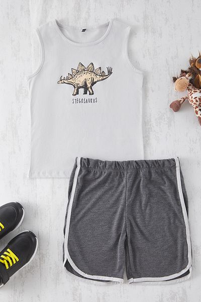 TRENDYOLKIDS Bedrucktes Pyjama-Set für Jungen in Grau