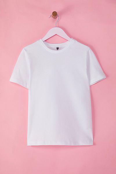 TRENDYOLKIDS Unisex White Knitted T-Shirt - Tkdss25Ts00006