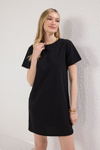Trendyol Collection Μαύρο Μετατόπιση/Μίνι Πλεκτό Φόρεμα TWOSS25EL00162