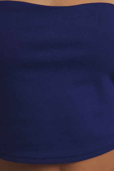 Trendyol Collection Μπλε ναυτικό εφαρμοστό στράπλες λαιμόκοψη Crop ελαστική πλεκτή μπλούζα TWOSS24BZ00055