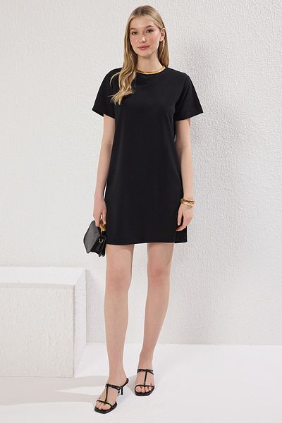 Trendyol Collection Μαύρο Μετατόπιση/Μίνι Πλεκτό Φόρεμα TWOSS25EL00162