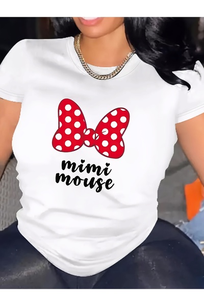 GALASHOP Unisex Kadın/Erkek Mickey Mouse Renkli Pamuk Penye T-Shirt