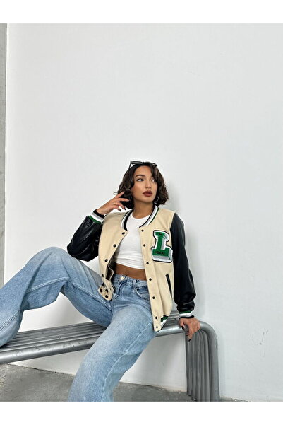 Caddebostan Moda Stone-Black College Jacket Modern Premium Luxury Trend Design Jacket