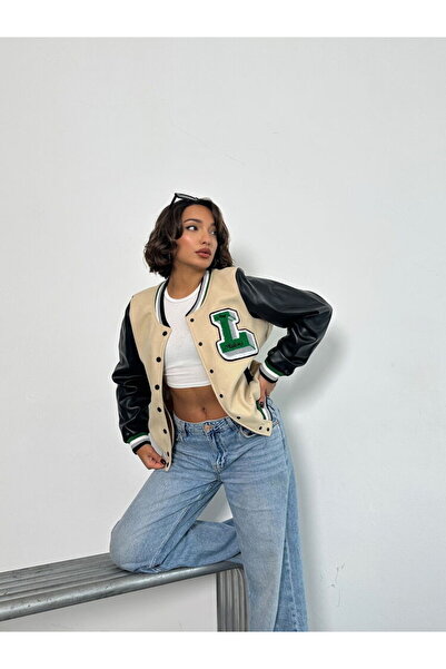 Caddebostan Moda Stone-Black College Jacket Modern Premium Luxury Trend Design Jacket