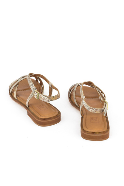 Ziya Γυναικείο σανδάλι από γνήσιο δέρμα μπεζ-φιδάκι 1511047Z16213