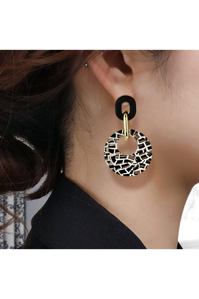 Choice EDZ-805 أقراط ليوبارد المتطورة أقراط دائرية هندسية من الأكريليك بطبعة ...