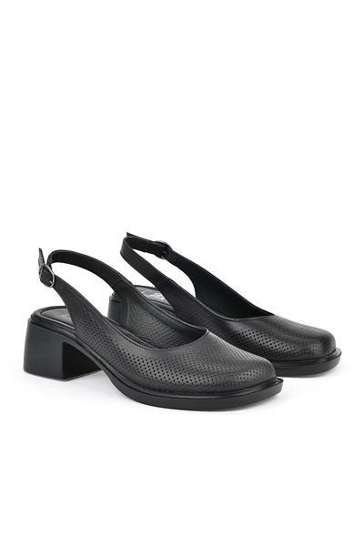 Ziya Sandale cu toc din piele naturală de damă negre 151992 Z8001