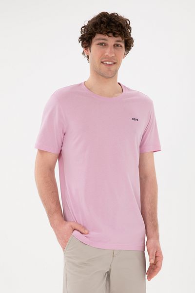 U.S. Polo Assn. Ανδρικό μπλουζάκι με κανονική εφαρμογή με λαιμόκοψη ροζ Basic 50284640 -vr041