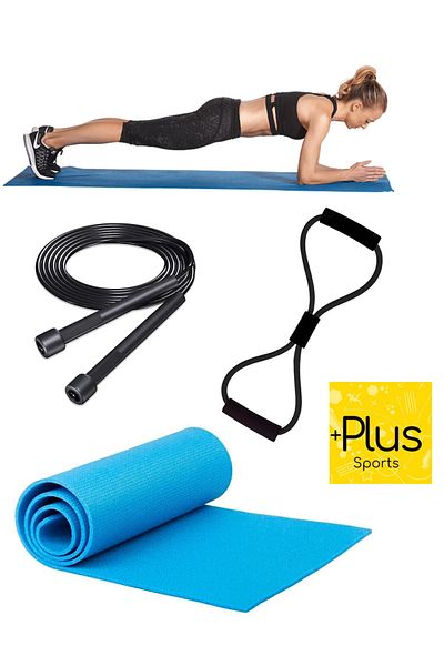PLUSSPORT Pilates Set Balance Set Pilates Mat Jump Rope and Resistance Band Set