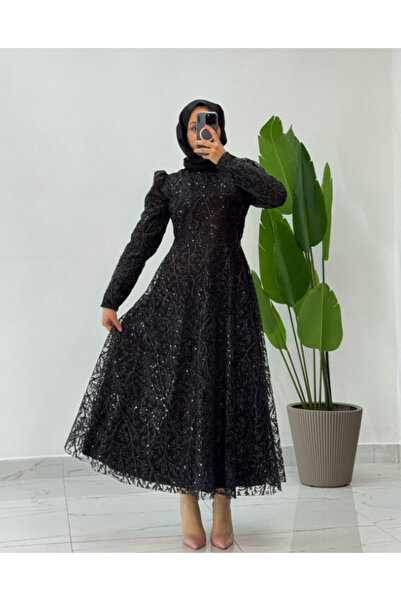 Modarana Simli Desenli Rahat Kesim Tesettür Abiye (NİŞAN KINA ÖZEL GÜN)