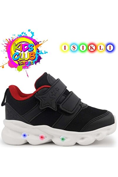 KOCAMANLAR 25-Caty حذاء رياضي أسود على شكل سرج أطفال مضاء