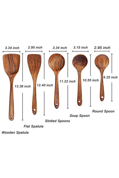 Choice 5pcsz 1-9pcs/set Wooden Kitchen Utensils Set, Wooden Spoons For Cooking, Utensils,natural Teak Wood
