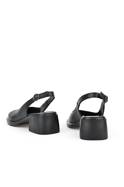 Ziya Γυναικεία πέδιλα με τακούνι από γνήσιο δέρμα μαύρο 151992Z8001