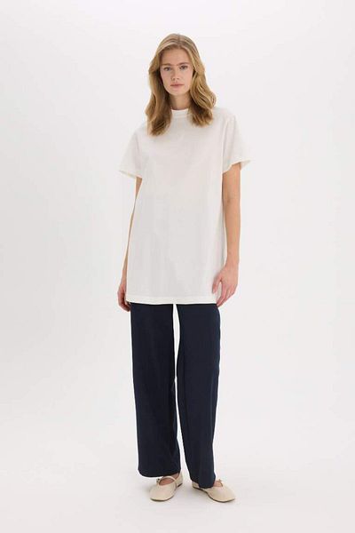 DeFacto New Season Regular Fit Crew Neck Basic Plain Short Sleeve Hijab T-Shirt Tunic
