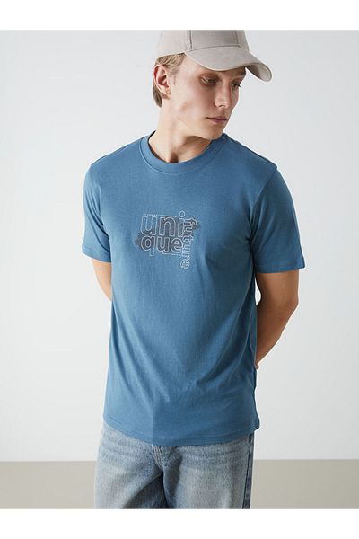 LC Waikiki Ανδρικό μπλουζάκι LCW Crew Neck με εμπριμέ χτενισμένο βαμβάκι
