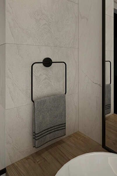 Nooxy Yapışkanlı Kare Siyah Kare Havluluk Havlu Askısı