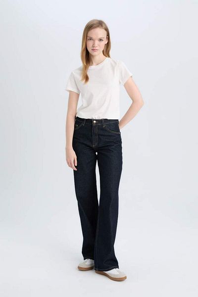 DeFacto Νέα σεζόν Coool Regular Fit Crew Neck Basic μονόχρωμο κοντομάνικο μπλουζάκι