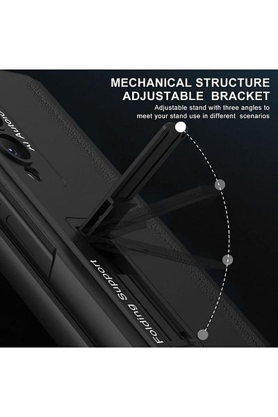 AWH حافظة حماية بمفصلة مغناطيسية لهاتف Samsung Galaxy Z Fold 4، حامل قلم S، حامل خلفي (أسود)