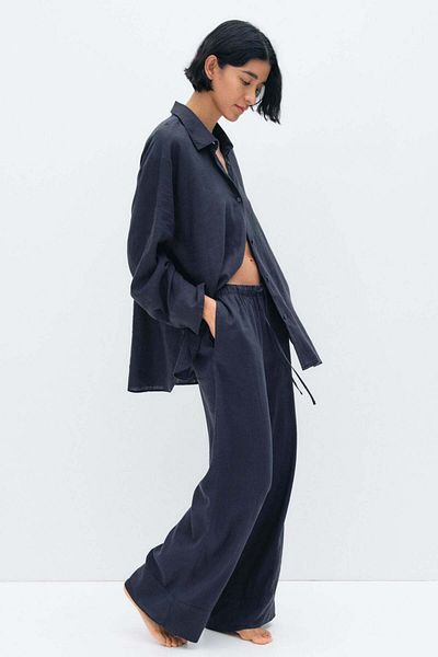 H&M Wide linen-blend trousers