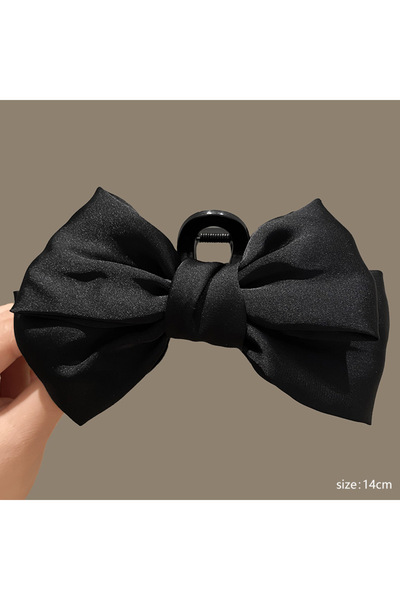 Choice Black Korean Big Double Side Solid Satin Chiffon Plastic Hair Bows Cra...