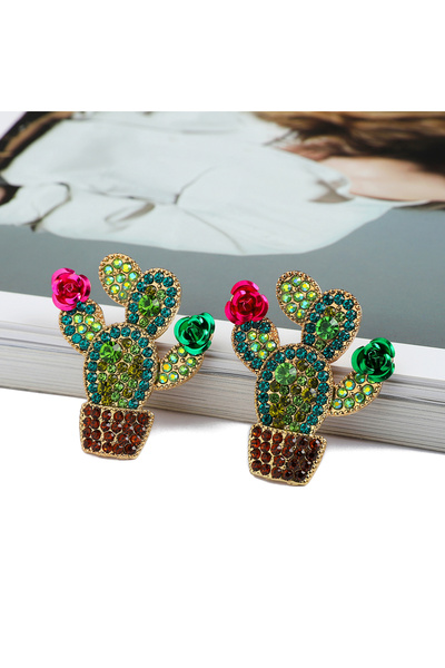 Choice صبار أخضر أنثوي ديكور غير عادي مجوهرات حفلات المهرجانات اتجاه فاخر كام...