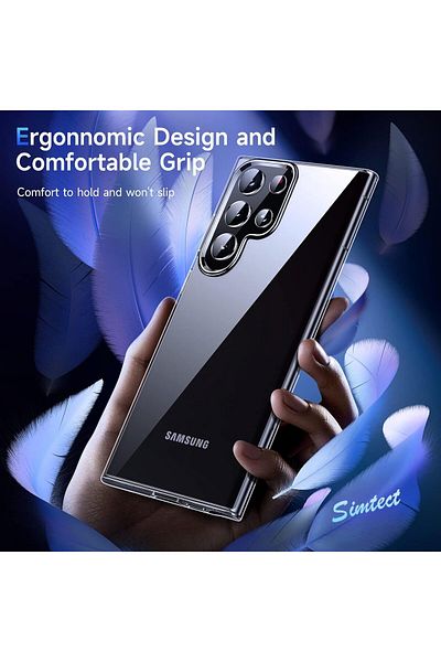AWH جراب شفاف لهاتف Samsung Galaxy S24 Ultra، غير قابل للاصفرار، ملمس حريري، درجة عسكرية (شفاف)