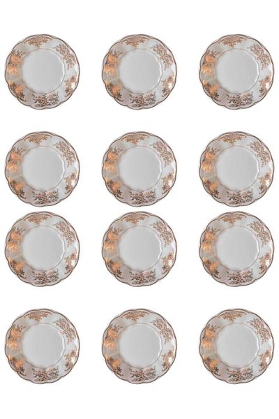 DUKKANI ISTANBUL Porcelain Tea Plate 12 Seater Novice Patterned Porcelain Coasters 12Pcs