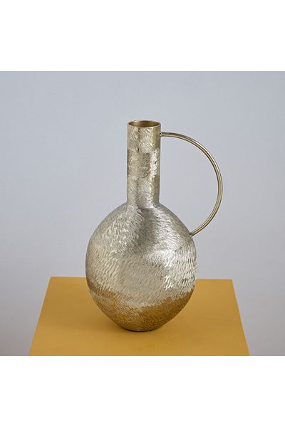 erorex Catlyn Aluminium Textured Vase with Handle - 16x16x30 cm
