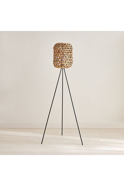erorex Collett  E27 Metal Floor Lamp with Seagrass Shade - 62x58x156 cm