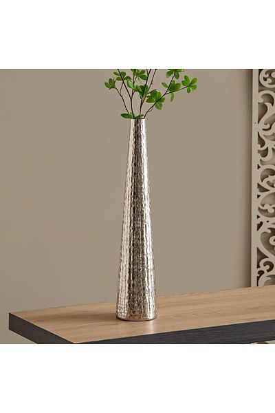 erorex Ausie Aluminium Sparkle Ribbed Tall Vase - 10.5x10.5x51.5 cm