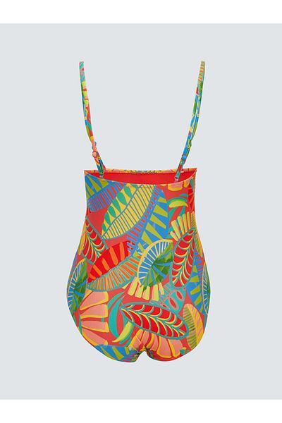 LC Waikiki Coral Patterned Women's Swimsuit with Removable Pads