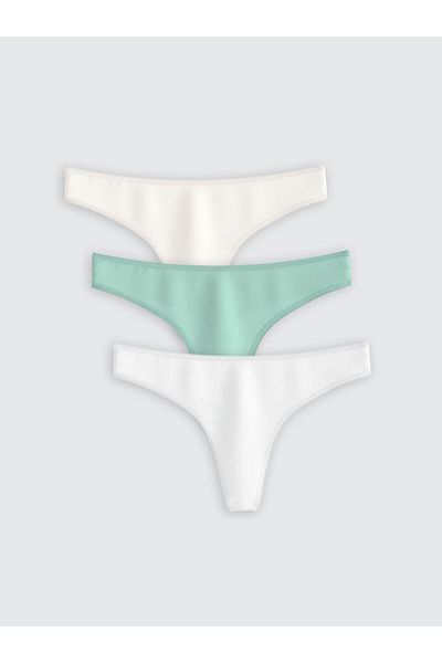 LC Waikiki Lcw Dream Green Plain Thong Panties 3 Pack