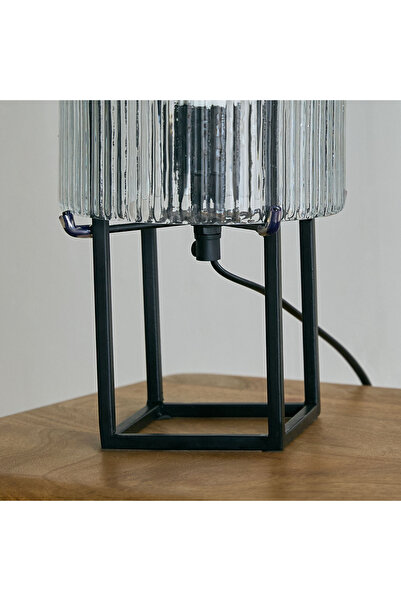 erorex Aron Metal Table Lamp with Textured Glass - 16x35 cm