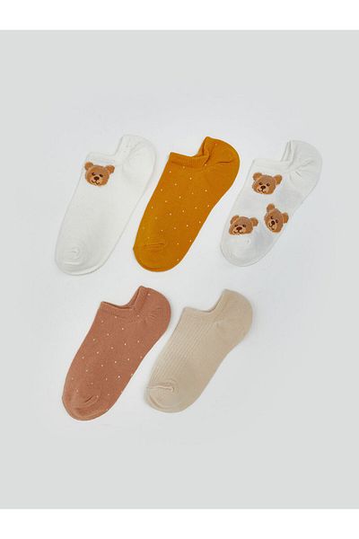 LC Waikiki Lcw Dream Ecru Patterned Women's Booties Socks 5 Pack