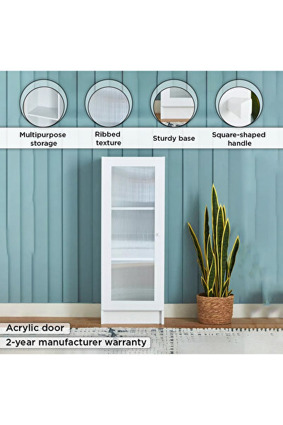 erorex Frankfurt 3-Tier Multipurpose Bookcase Storage Unit with Acrylic Door