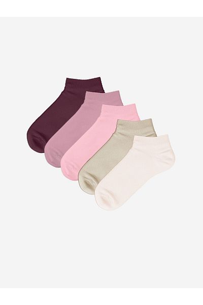 LC Waikiki Lcw Dream Ecru Women's Plain Booties Socks 5 Pack