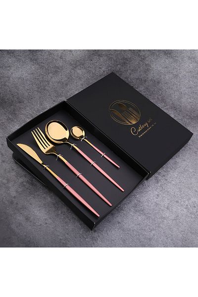Sunhome 4-Piece Stainless Steel Cutlery Set Pink / Gold