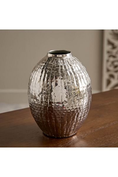 erorex Arizona Aluminium Sparkle Ribbed Spindle Vase - 15.5x15.5x19 cm