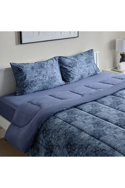 erorex Lavish Triblend Melange Aouli 3-Piece Printed Cotton Twin Comforter Set - 160x220 cm