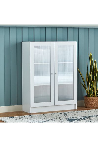 erorex Frankfurt 3-Tier Multipurpose Bookcase Storage Unit with 2 Acrylic Doors