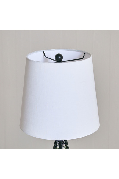 erorex Aron Metal and Wooden Table Lamp with Fabric Shade - 26x53 cm