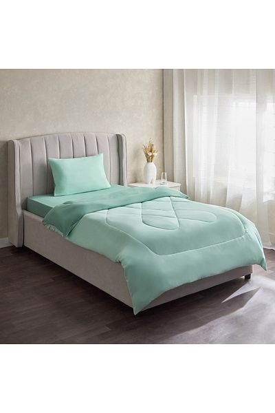 erorex Derby 2-Piece Single Reversible Microfibre Comforter Set - 135x220 cm