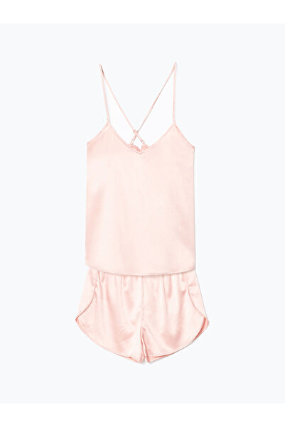 LC Waikiki طقم بيجامة نسائية من الساتان برقبة على شكل حرف V للموسم الجديد - S...