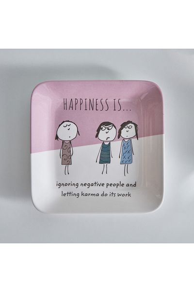 erorex Happiness Is Square Snack Plate - 22 cm