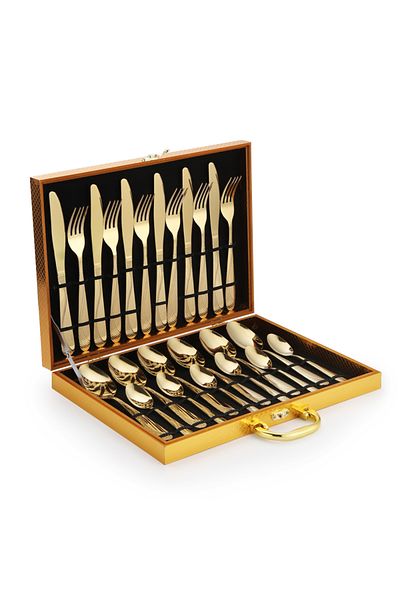 Sunhome 24-Piece Stainless Steel Cutlery Set Gold