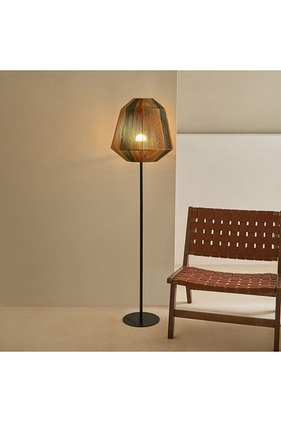 erorex Collett E27 Metal Floor Lamp with Cotton Rope Shade - 40x40x145 cm