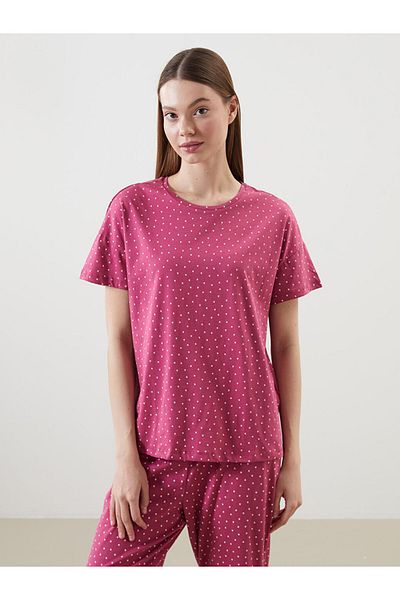 LC Waikiki Lcw Dream Burgundy Crew Neck Print Women's Pajamas Set